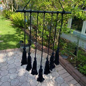 🖤 Black Tassel Macrame Wall Hanging Decor | Mid Century Modern Decor